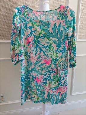Lilly Pulitzer Bailee Multicoloured Cotton Dress square neckline. Size Small
